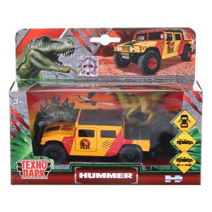 Машина металл HUMMER h1 ПИКАП, 12 см+динозавр 9 см, дв.,баг., инерц.,кор. Технопарк в кор.2*24шт