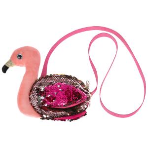 Мягкая игрушка сумочка в виде фламинго из пайеток 16х18см, в пак МОЙ ПИТОМЕЦ в кор.24шт