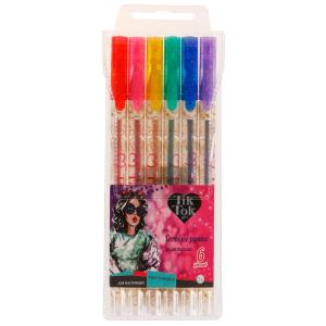 Ручки гелевые с блёстками, 6 цветов TIK TOK GIRL в кор.6*24наб