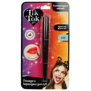 Помада и карандаш для губ, 2 в 1 цвет: бордовый TIK TOK GIRL в кор.60*12шт