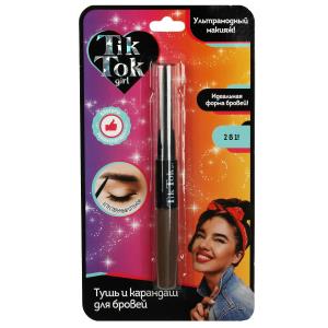 Тушь и карандаш для бровей, 2в 2 цвет: светло-коричневый TIK TOK GIRL в кор.24*12шт