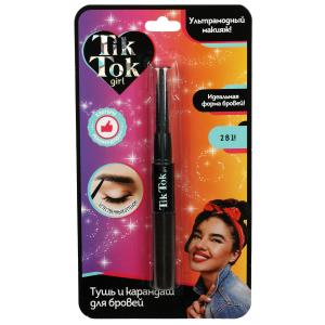Тушь и карандаш для бровей, 2в 3 цвет: темно-коричневый TIK TOK GIRL в кор.24*12шт
