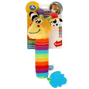 Текстильная игрушка погремушка-пищалка жираф Умка в кор.250шт
