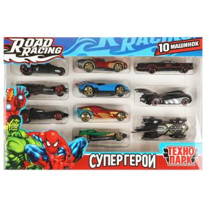Машина металл ROAD RACING набор супергерои 7,5 см, 10 шт,в ассорт, кор. Технопарк в кор.2*30шт