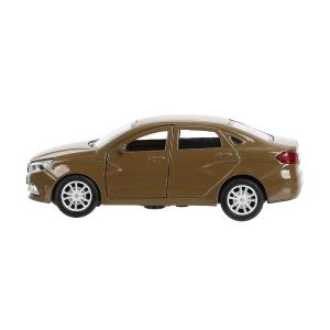 Машина металл LADA vesta 11,5 см, двери, коричневый, кор. Технопарк в кор.2*36шт