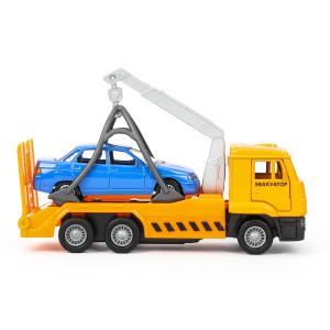 Машина металл KAMAZ ЭВАКУАТОР, 12 см,дв.,подв.дет.,инер.+машина 7,5 см, кор. Технопарк в кор.2*24шт