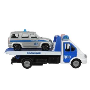 МАШИНЫ металл ГАЗЕЛЬ ЭВАКУАТОР 12,5 см, дв., под. дет., ин..+патриот 7,5 см. Технопарк в кор.2*24шт