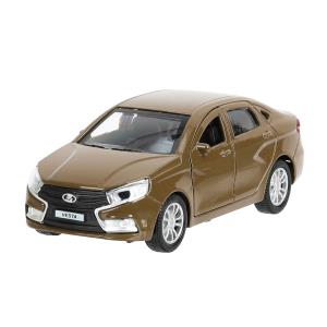 Машина металл LADA vesta 11,5 см, двери, коричневый, кор. Технопарк в кор.2*36шт