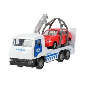Машина металл KAMAZ ЭВАКУАТОР, 12 см, дв., инерц.+ машинка 7,5 см, кор. Технопарк в кор.2*24шт