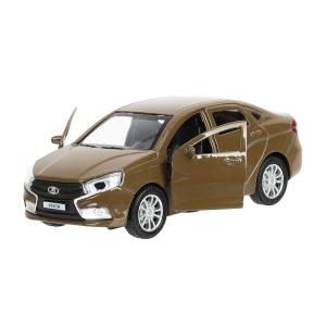 Машина металл LADA vesta 11,5 см, двери, коричневый, кор. Технопарк в кор.2*36шт