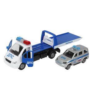 МАШИНЫ металл ГАЗЕЛЬ ЭВАКУАТОР 12,5 см, дв., под. дет., ин..+патриот 7,5 см. Технопарк в кор.2*24шт