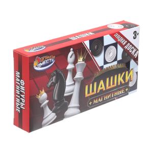 Шашки магнитные коробка 20*8*3 см ИГРАЕМ ВМЕСТЕ в кор.2*72шт