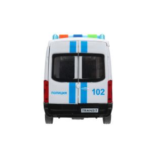 Машина пластик свет-звук FORD TRANSIT ПОЛИЦИЯ 16 см, двери, 3 кнопки, кор. Технопарк в кор.2*36шт