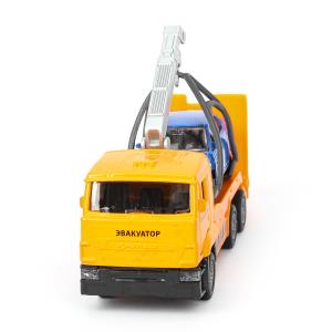 Машина металл KAMAZ ЭВАКУАТОР, 12 см,дв.,подв.дет.,инер.+машина 7,5 см, кор. Технопарк в кор.2*24шт