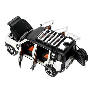 Машина металл свет-звук land rover DEFENDER, 21см, двери, инерц, белый, кор Технопарк в кор.18шт
