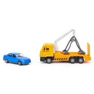 Машина металл KAMAZ ЭВАКУАТОР, 12 см,дв.,подв.дет.,инер.+машина 7,5 см, кор. Технопарк в кор.2*24шт