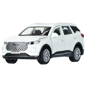 Машина металл chery tiggo 7 pro max 12см, двери, кап, баг, инер, белый, кор. Технопарк в кор.2*36шт
