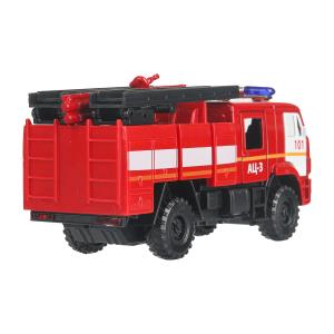 Машина металл KAMAZ 43502 ПОЖАРНАЯ АЦ 15 см, двери, подвиж дет, инерц, кор. Технопарк в кор.2*36шт