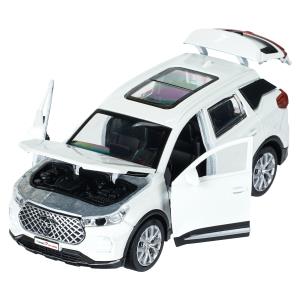 Машина металл chery tiggo 7 pro max 12см, двери, кап, баг, инер, белый, кор. Технопарк в кор.2*36шт