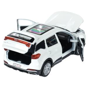 Машина металл chery tiggo 7 pro max 12см, двери, кап, баг, инер, белый, кор. Технопарк в кор.2*36шт