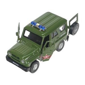 Машина металл свет-звук UAZ HUNTER АРМИЯ РОССИИ 12 см, двер, багаж, ин, кор. Технопарк в кор.2*36шт